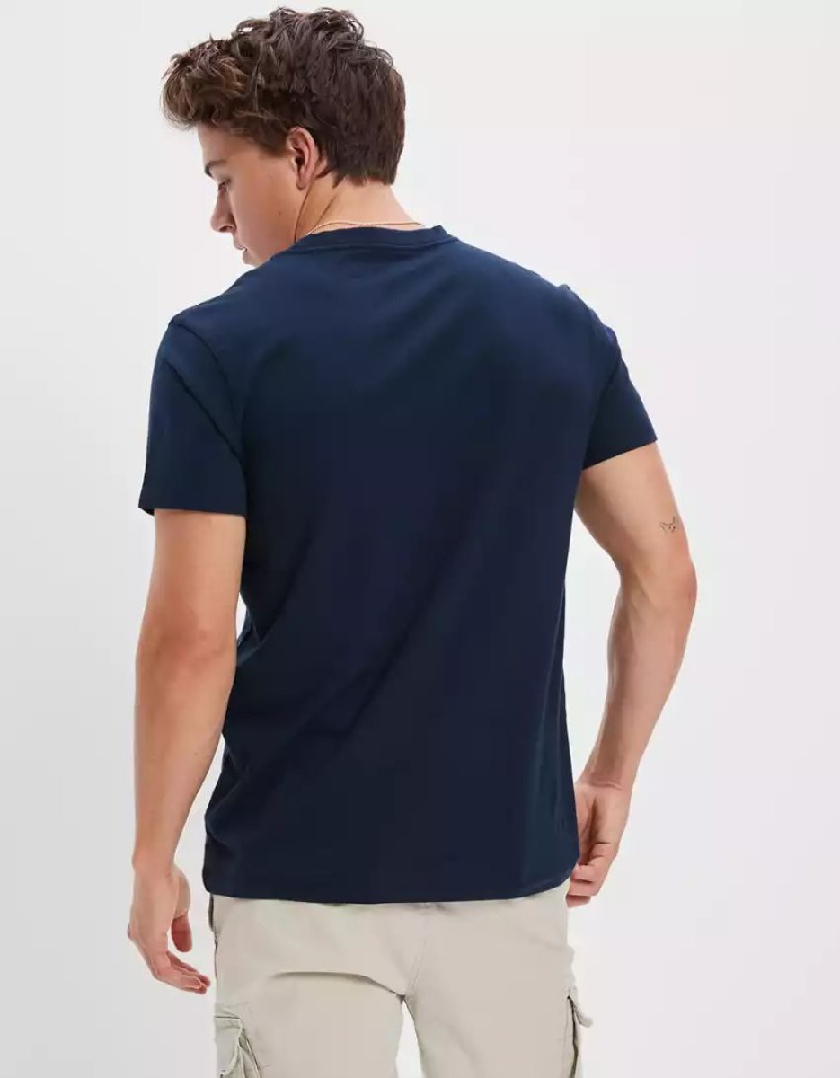 T Shirts American Eagle AE Super Soft Legend Slim Fit Bleu Marine Homme | DJC-18232219